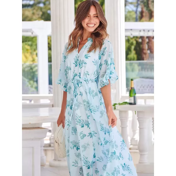 imageANRABESS Womens Summer Ruffle Maxi Dress Floral Print 34 Bell Sleeve V Neck High Waist Flowy Boho Long DressFloral 02