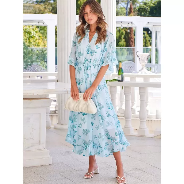 imageANRABESS Womens Summer Ruffle Maxi Dress Floral Print 34 Bell Sleeve V Neck High Waist Flowy Boho Long DressFloral 02