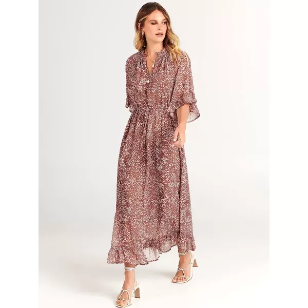 imageANRABESS Womens Summer Ruffle Maxi Dress Floral Print 34 Bell Sleeve V Neck High Waist Flowy Boho Long DressFloral 03