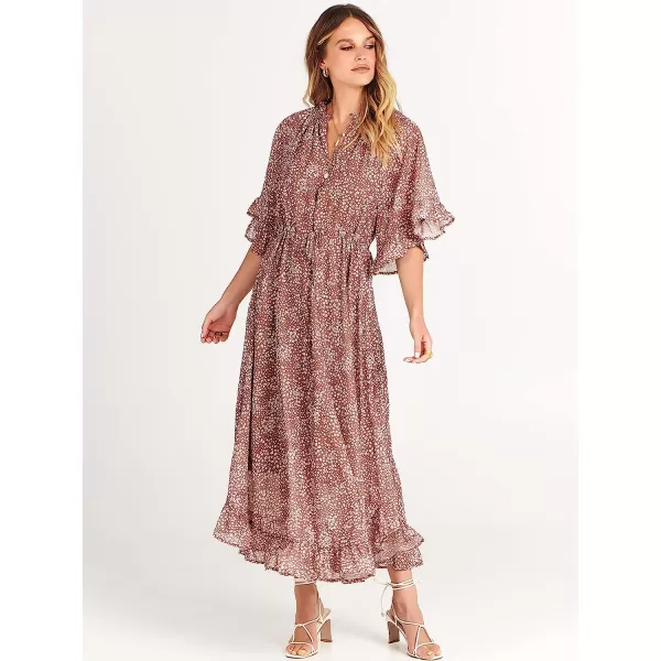 imageANRABESS Womens Summer Ruffle Maxi Dress Floral Print 34 Bell Sleeve V Neck High Waist Flowy Boho Long DressFloral 03