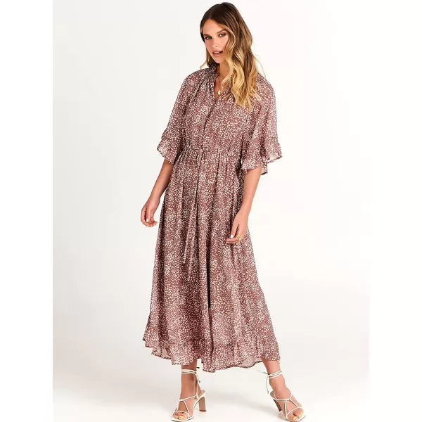 imageANRABESS Womens Summer Ruffle Maxi Dress Floral Print 34 Bell Sleeve V Neck High Waist Flowy Boho Long DressFloral 03