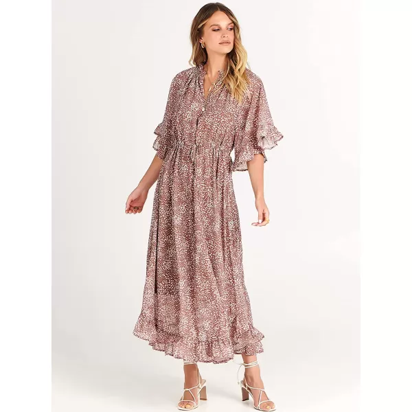 imageANRABESS Womens Summer Ruffle Maxi Dress Floral Print 34 Bell Sleeve V Neck High Waist Flowy Boho Long DressFloral 03