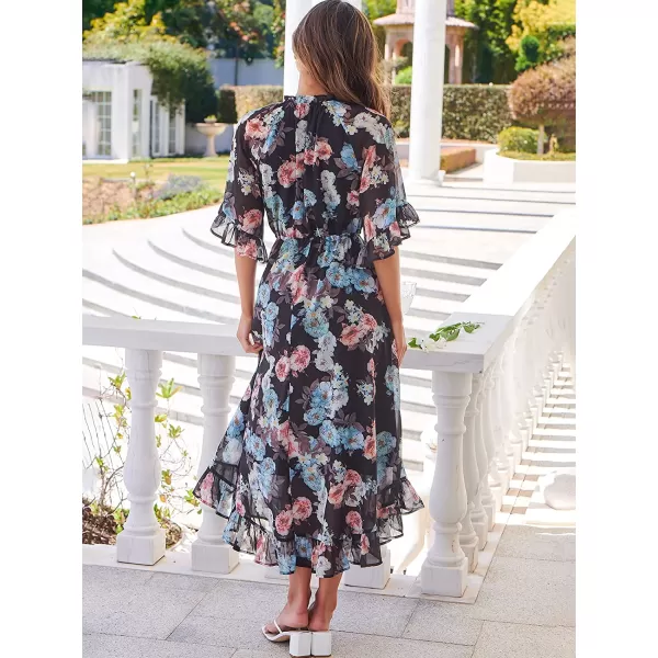 imageANRABESS Womens Summer Ruffle Maxi Dress Floral Print 34 Bell Sleeve V Neck High Waist Flowy Boho Long DressFloral 04