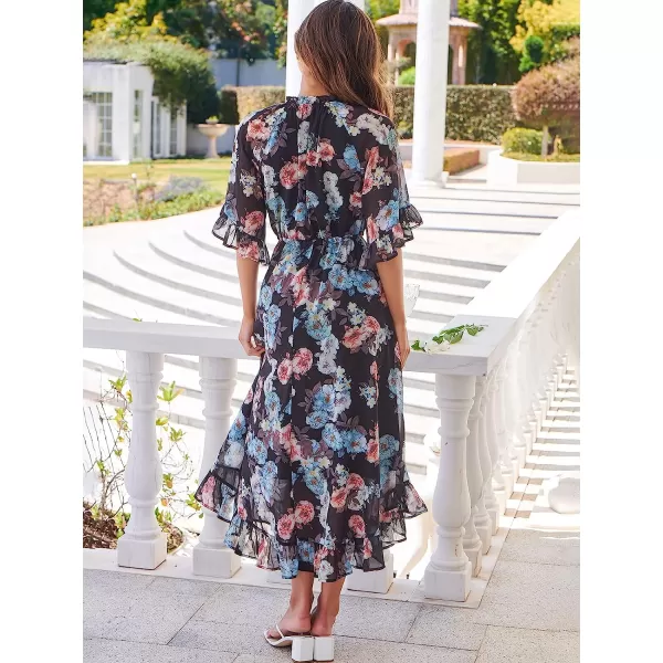 imageANRABESS Womens Summer Ruffle Maxi Dress Floral Print 34 Bell Sleeve V Neck High Waist Flowy Boho Long DressFloral 04