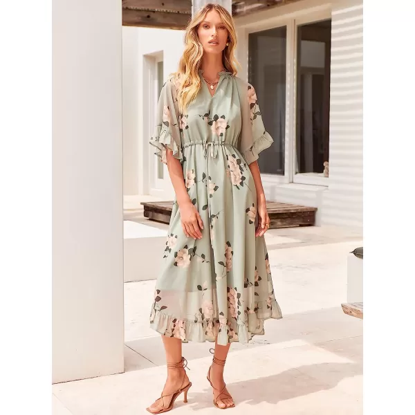imageANRABESS Womens Summer Ruffle Maxi Dress Floral Print 34 Bell Sleeve V Neck High Waist Flowy Boho Long DressFloral 05
