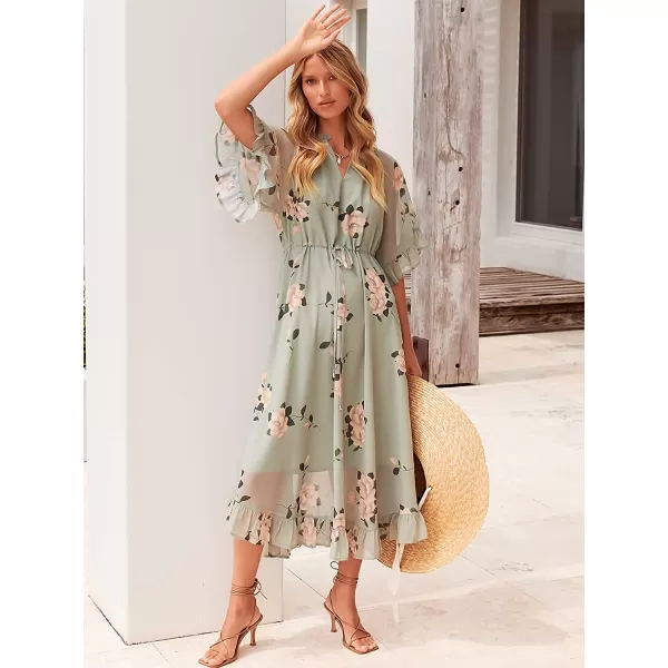 imageANRABESS Womens Summer Ruffle Maxi Dress Floral Print 34 Bell Sleeve V Neck High Waist Flowy Boho Long DressFloral 05