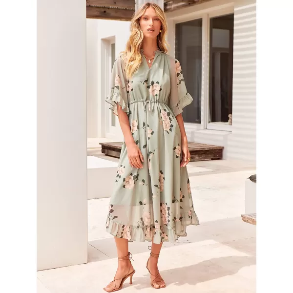 imageANRABESS Womens Summer Ruffle Maxi Dress Floral Print 34 Bell Sleeve V Neck High Waist Flowy Boho Long DressFloral 05
