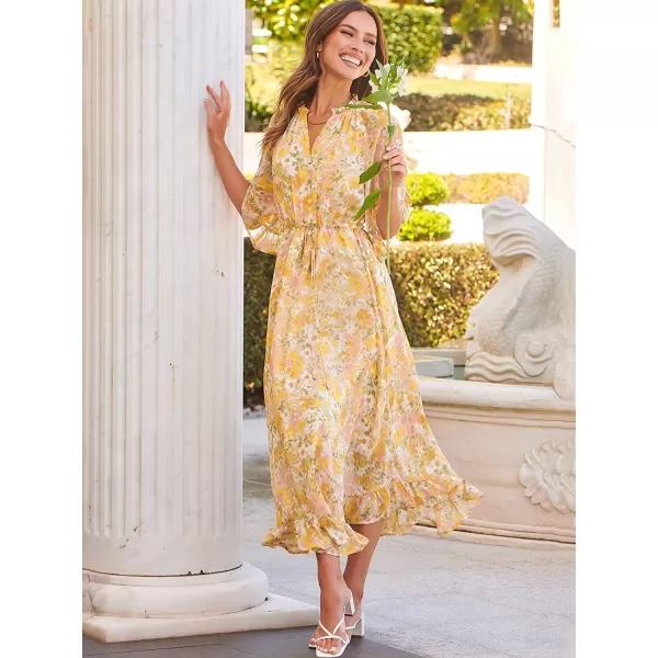 imageANRABESS Womens Summer Ruffle Maxi Dress Floral Print 34 Bell Sleeve V Neck High Waist Flowy Boho Long DressFloral 07