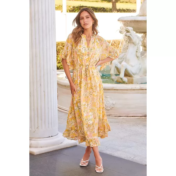 imageANRABESS Womens Summer Ruffle Maxi Dress Floral Print 34 Bell Sleeve V Neck High Waist Flowy Boho Long DressFloral 07