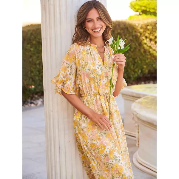 imageANRABESS Womens Summer Ruffle Maxi Dress Floral Print 34 Bell Sleeve V Neck High Waist Flowy Boho Long DressFloral 07