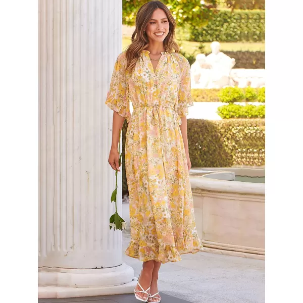 imageANRABESS Womens Summer Ruffle Maxi Dress Floral Print 34 Bell Sleeve V Neck High Waist Flowy Boho Long DressFloral 07