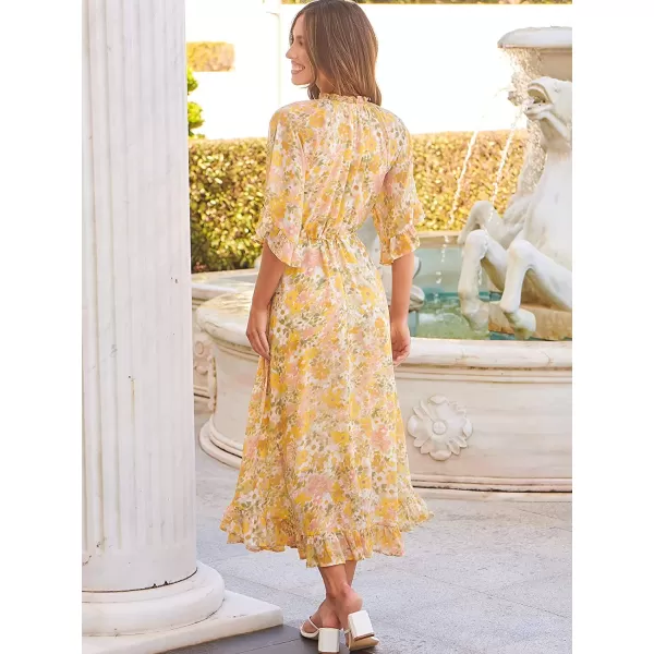 imageANRABESS Womens Summer Ruffle Maxi Dress Floral Print 34 Bell Sleeve V Neck High Waist Flowy Boho Long DressFloral 07