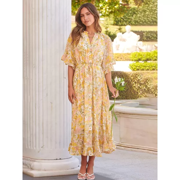 imageANRABESS Womens Summer Ruffle Maxi Dress Floral Print 34 Bell Sleeve V Neck High Waist Flowy Boho Long DressFloral 07