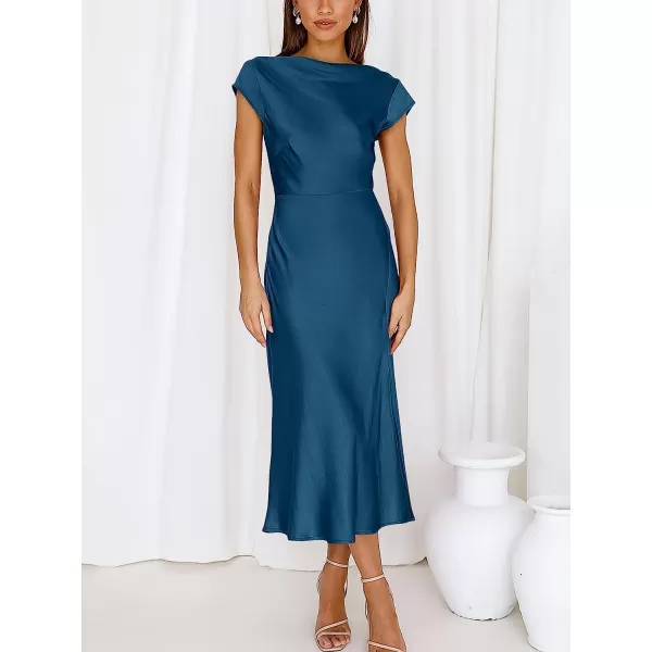 imageANRABESS Womens Summer Satin Dress Short Sleeves Elegant Bodycon Cocktail Formal Midi DressBlue 01