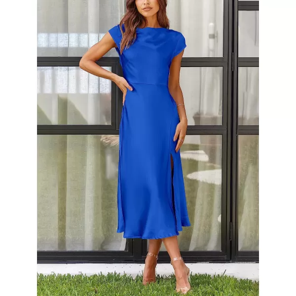 imageANRABESS Womens Summer Satin Dress Short Sleeves Elegant Bodycon Cocktail Formal Midi DressBlue