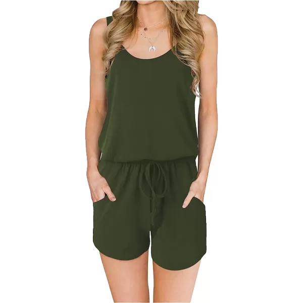 imageANRABESS Womens Summer Scoop Neck Sleeveless Casual Tank Top Short Jumpsuit Rompers with Pockets02armygreen