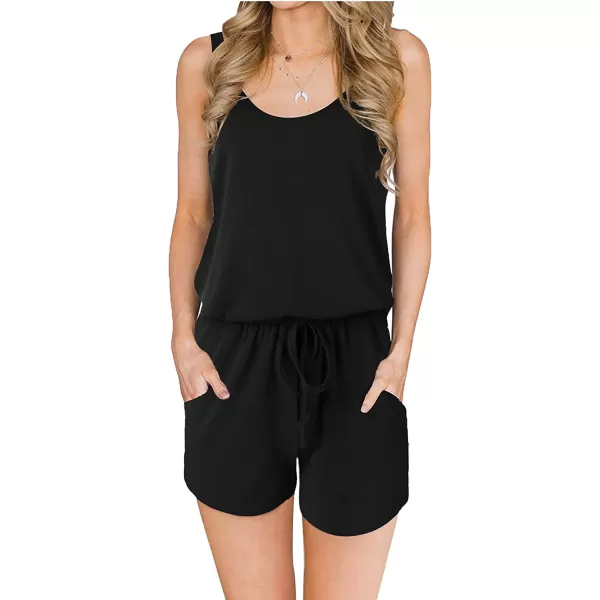 imageANRABESS Womens Summer Scoop Neck Sleeveless Casual Tank Top Short Jumpsuit Rompers with Pockets02black