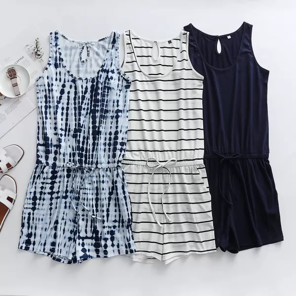 imageANRABESS Womens Summer Scoop Neck Sleeveless Casual Tank Top Short Jumpsuit Rompers with Pockets02ink Dots