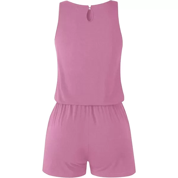 imageANRABESS Womens Summer Scoop Neck Sleeveless Casual Tank Top Short Jumpsuit Rompers with Pockets02pink