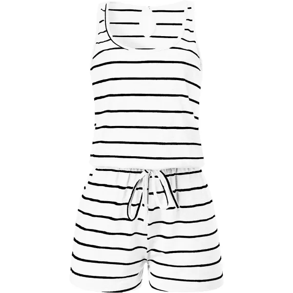 imageANRABESS Womens Summer Scoop Neck Sleeveless Casual Tank Top Short Jumpsuit Rompers with Pockets02whiteampblack