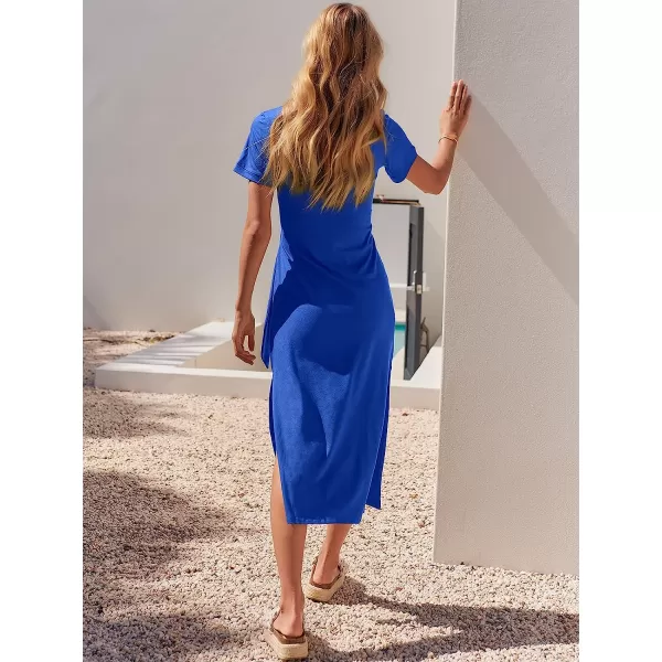 imageANRABESS Womens Summer Short Sleeve Crewneck T Shirt Maxi Dress Tie Waist Casual Slim Fit Slit Beach DressesRoyal Blue