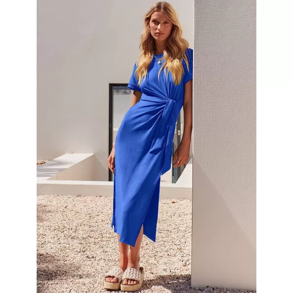 imageANRABESS Womens Summer Short Sleeve Crewneck T Shirt Maxi Dress Tie Waist Casual Slim Fit Slit Beach DressesRoyal Blue