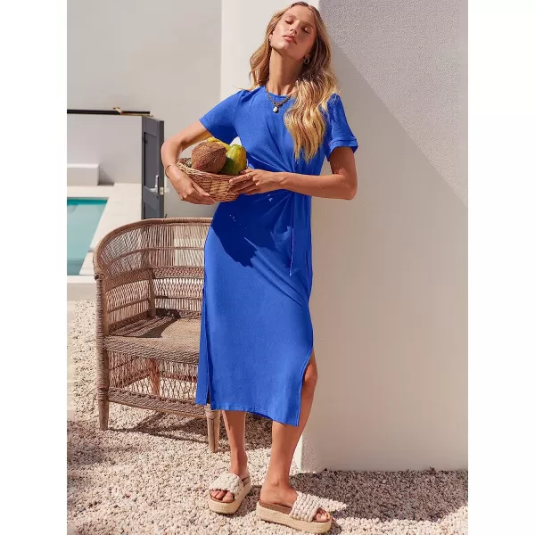 imageANRABESS Womens Summer Short Sleeve Crewneck T Shirt Maxi Dress Tie Waist Casual Slim Fit Slit Beach DressesRoyal Blue