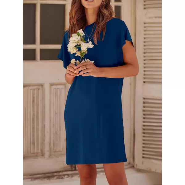 imageANRABESS Womens Summer Short Sleeve TShirt Dress Casual Loose Slit Beach Mini Dress Tunic TopBlue