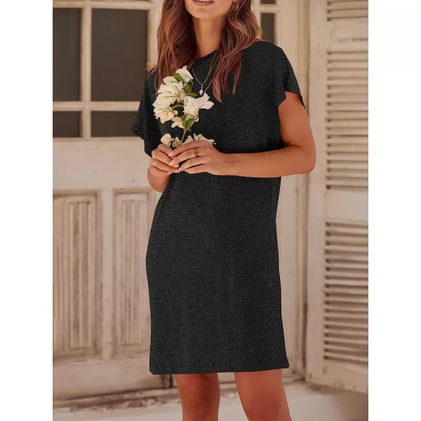 imageANRABESS Womens Summer Short Sleeve TShirt Dress Casual Loose Slit Beach Mini Dress Tunic TopDark Gray