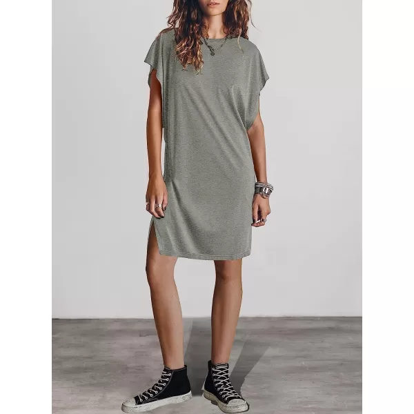 imageANRABESS Womens Summer Short Sleeve TShirt Dress Casual Loose Slit Beach Mini Dress Tunic TopGray