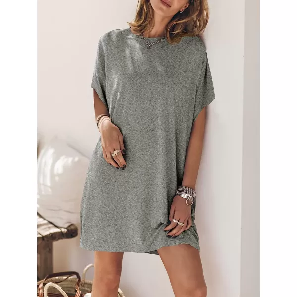 imageANRABESS Womens Summer Short Sleeve TShirt Dress Casual Loose Slit Beach Mini Dress Tunic TopGray