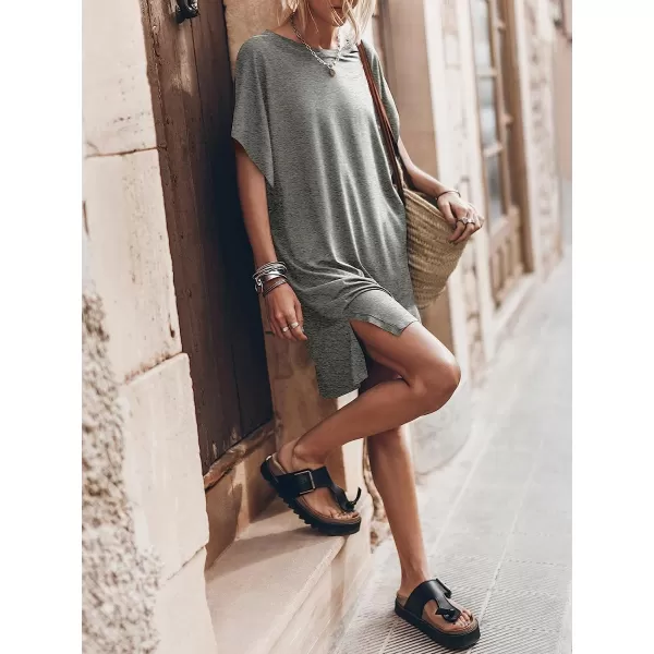 imageANRABESS Womens Summer Short Sleeve TShirt Dress Casual Loose Slit Beach Mini Dress Tunic TopGray