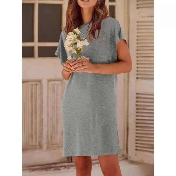 imageANRABESS Womens Summer Short Sleeve TShirt Dress Casual Loose Slit Beach Mini Dress Tunic TopGray