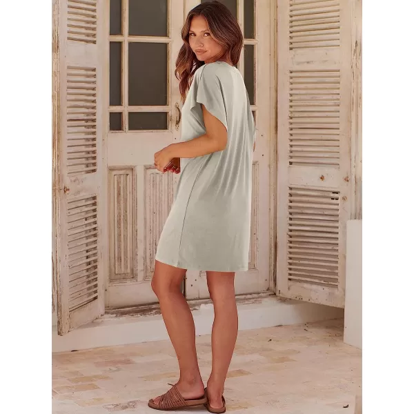imageANRABESS Womens Summer Short Sleeve TShirt Dress Casual Loose Slit Beach Mini Dress Tunic TopLight Gray