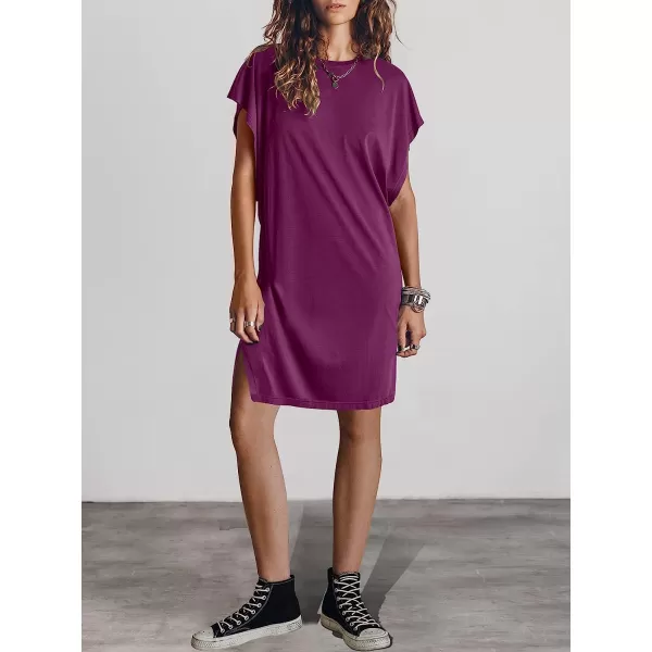 imageANRABESS Womens Summer Short Sleeve TShirt Dress Casual Loose Slit Beach Mini Dress Tunic TopViolet