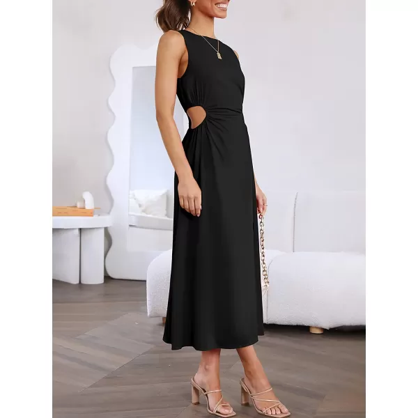 imageANRABESS Womens Summer Sleeveless Cutout Maxi Dress Bodycon Slit Beach Wedding Guest DressesBlack