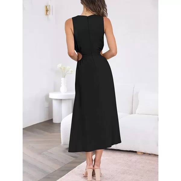 imageANRABESS Womens Summer Sleeveless Cutout Maxi Dress Bodycon Slit Beach Wedding Guest DressesBlack