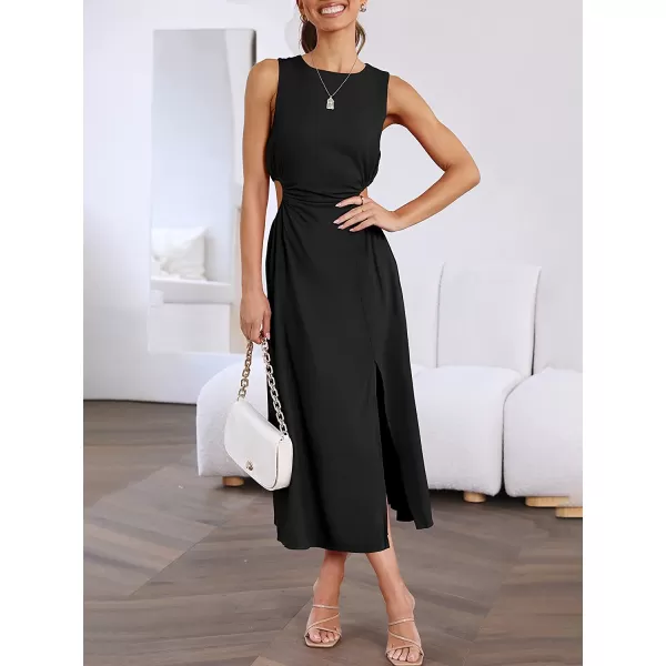 imageANRABESS Womens Summer Sleeveless Cutout Maxi Dress Bodycon Slit Beach Wedding Guest DressesBlack
