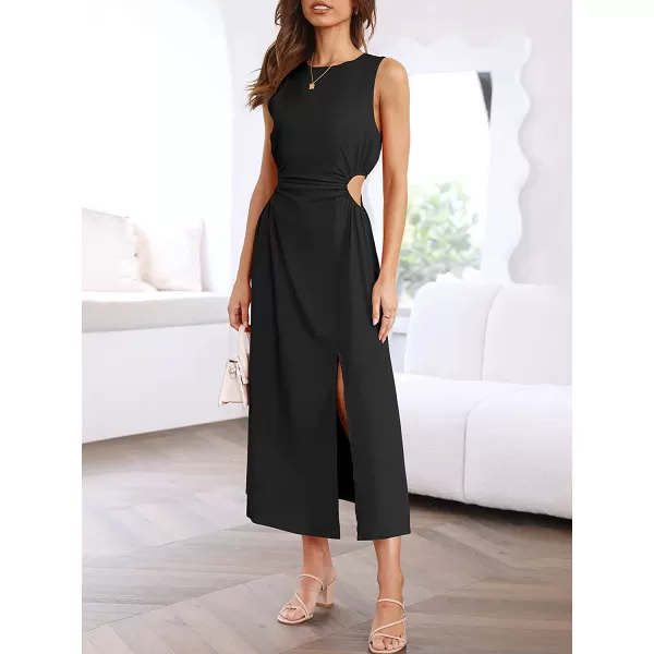imageANRABESS Womens Summer Sleeveless Cutout Maxi Dress Bodycon Slit Beach Wedding Guest DressesBlack