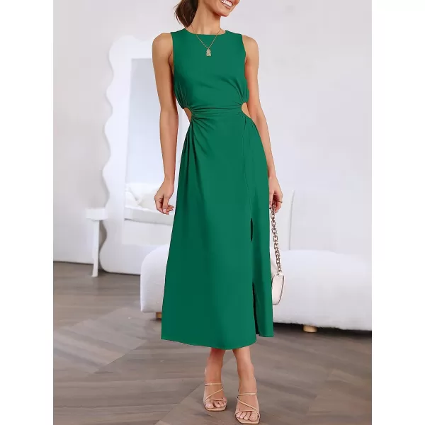 imageANRABESS Womens Summer Sleeveless Cutout Maxi Dress Bodycon Slit Beach Wedding Guest DressesGrass