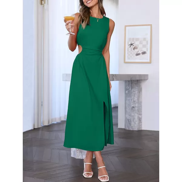 imageANRABESS Womens Summer Sleeveless Cutout Maxi Dress Bodycon Slit Beach Wedding Guest DressesGrass