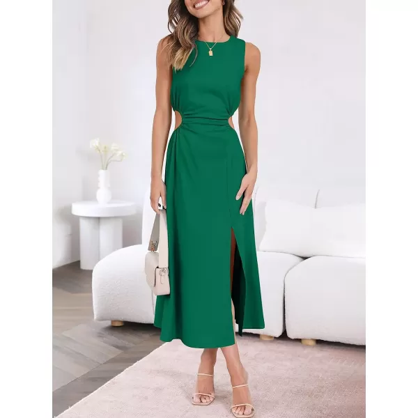 imageANRABESS Womens Summer Sleeveless Cutout Maxi Dress Bodycon Slit Beach Wedding Guest DressesGrass