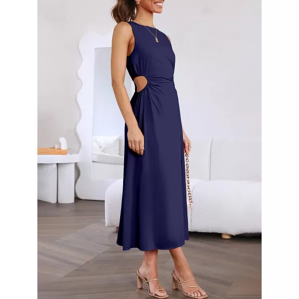 imageANRABESS Womens Summer Sleeveless Cutout Maxi Dress Bodycon Slit Beach Wedding Guest DressesNavy Blue