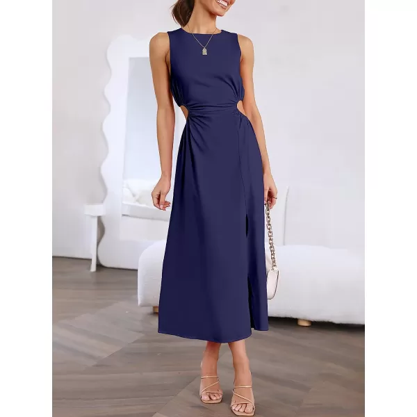 imageANRABESS Womens Summer Sleeveless Cutout Maxi Dress Bodycon Slit Beach Wedding Guest DressesNavy Blue