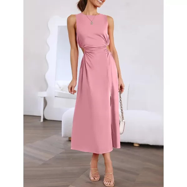 imageANRABESS Womens Summer Sleeveless Cutout Maxi Dress Bodycon Slit Beach Wedding Guest DressesPink