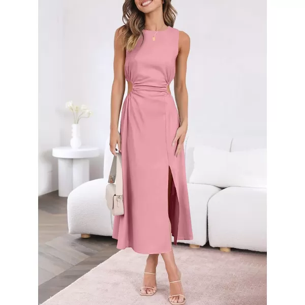 imageANRABESS Womens Summer Sleeveless Cutout Maxi Dress Bodycon Slit Beach Wedding Guest DressesPink