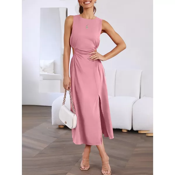 imageANRABESS Womens Summer Sleeveless Cutout Maxi Dress Bodycon Slit Beach Wedding Guest DressesPink