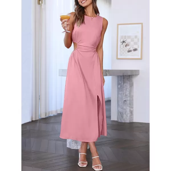 imageANRABESS Womens Summer Sleeveless Cutout Maxi Dress Bodycon Slit Beach Wedding Guest DressesPink