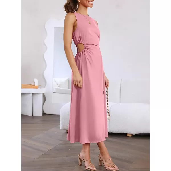 imageANRABESS Womens Summer Sleeveless Cutout Maxi Dress Bodycon Slit Beach Wedding Guest DressesPink