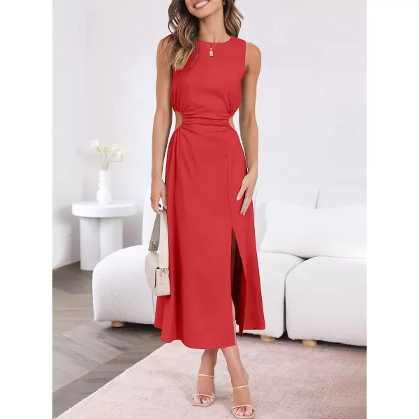imageANRABESS Womens Summer Sleeveless Cutout Maxi Dress Bodycon Slit Beach Wedding Guest DressesRed